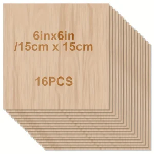 48/32/16/8/4 Pieces of Unfinished Wood, 6 x 6 Inch/15*15 cm - 2mm Thick Planks, Blank Wood for Handicrafts, Arts and Crafts
